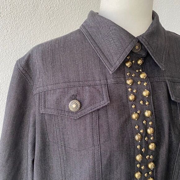 Ruby Road Womens Blue Snap Front Embellished Jacket SZ 18 - Picture 10 of 11